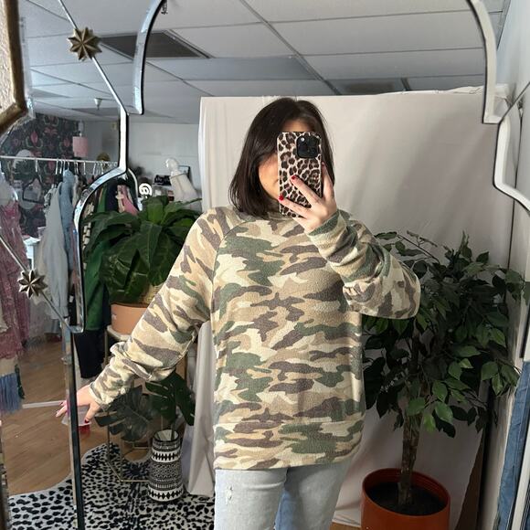 Maeve Anthropologie Laney Cowl Neck Camo Pullover Sweater Green Size Large - Picture 6 of 6